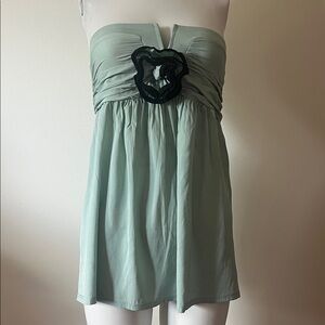 Elegant Prairie NEW YORK Strapless Green Silk Top Made in NYC
